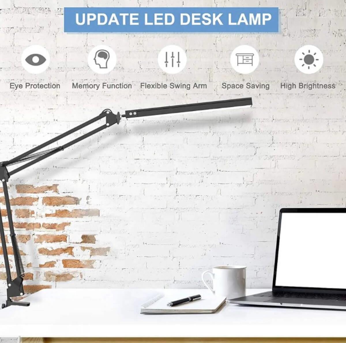 Φωτιστικό Led Γραφείου Μαύρο με Βάση Μέγγενη MT-866