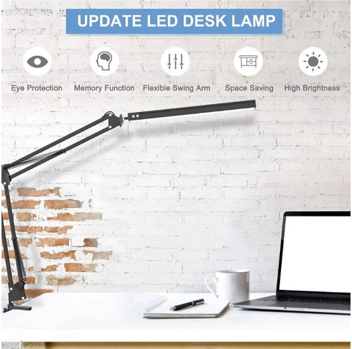 Φωτιστικό Γραφείου Λευκό με Βάση Μέγγενη