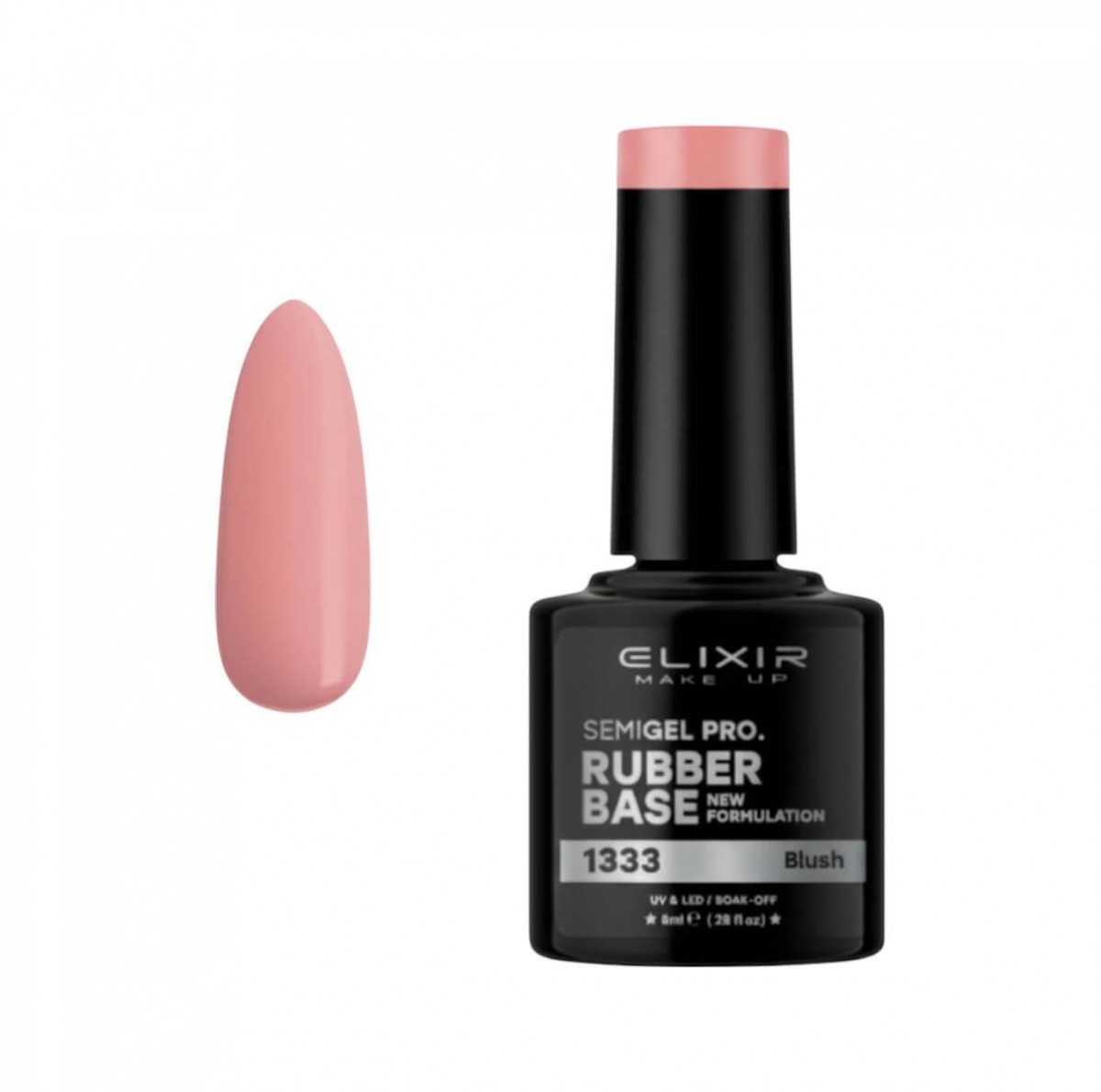 Ημιμόνιμο βερνίκι semigel 1333 Blush Rubber Base 8ml Elixir