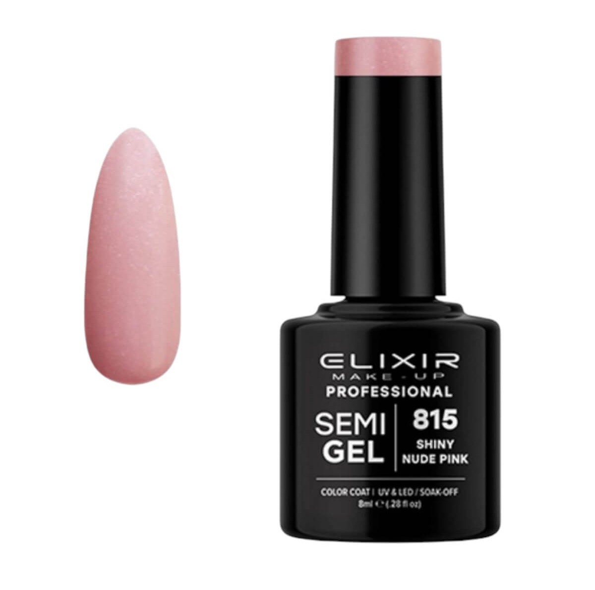 Ημιμόνιμο βερνίκι semigel 815 shiny Nude Pink 8ml Elixir