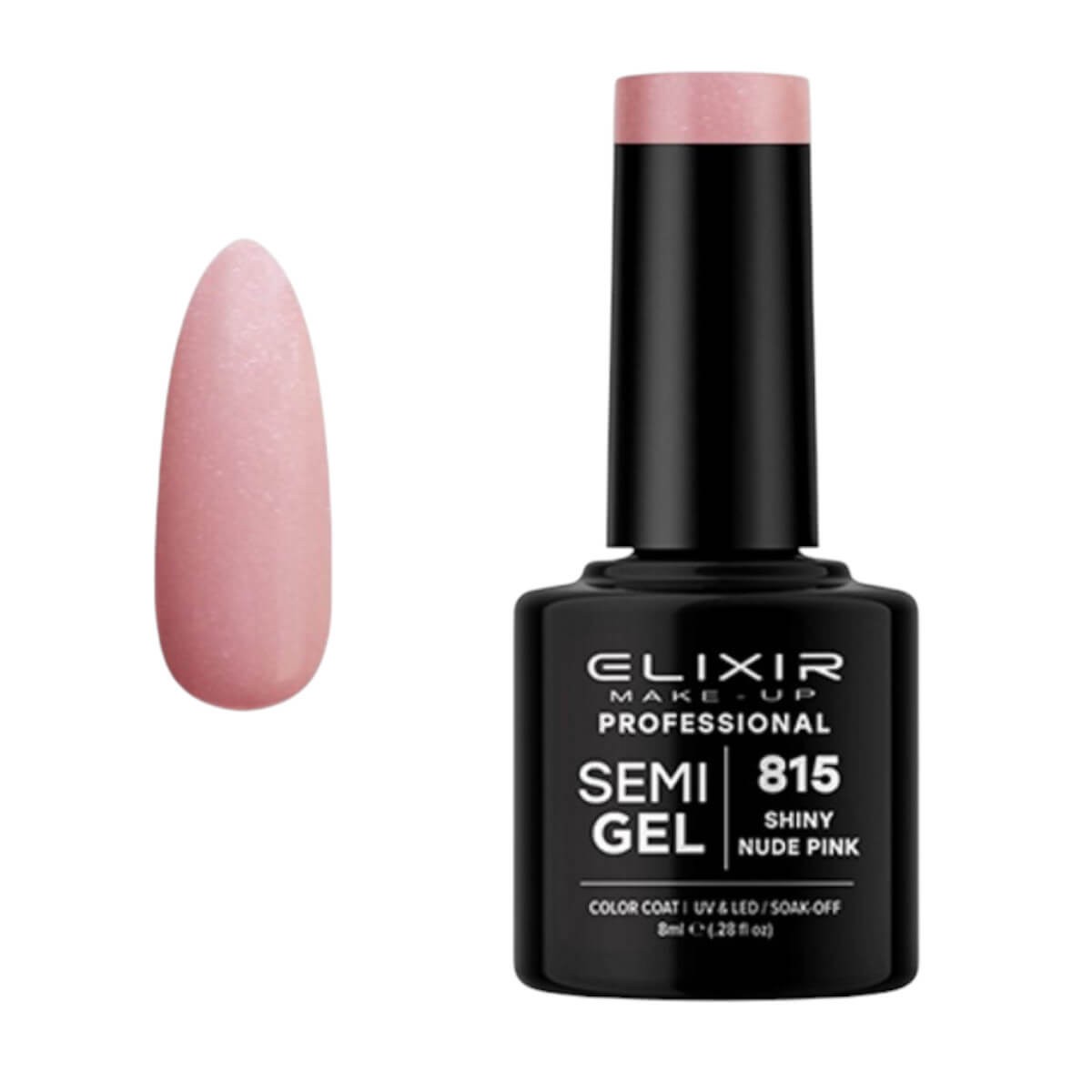 Ημιμόνιμο βερνίκι semigel 815 shiny Nude Pink 8ml Elixir