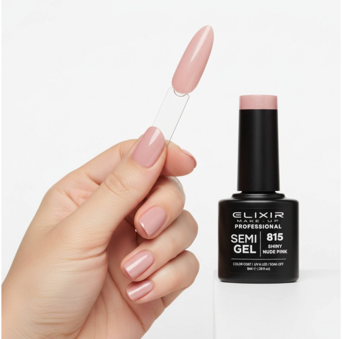 Ημιμόνιμο βερνίκι semigel 815 shiny Nude Pink 8ml Elixir