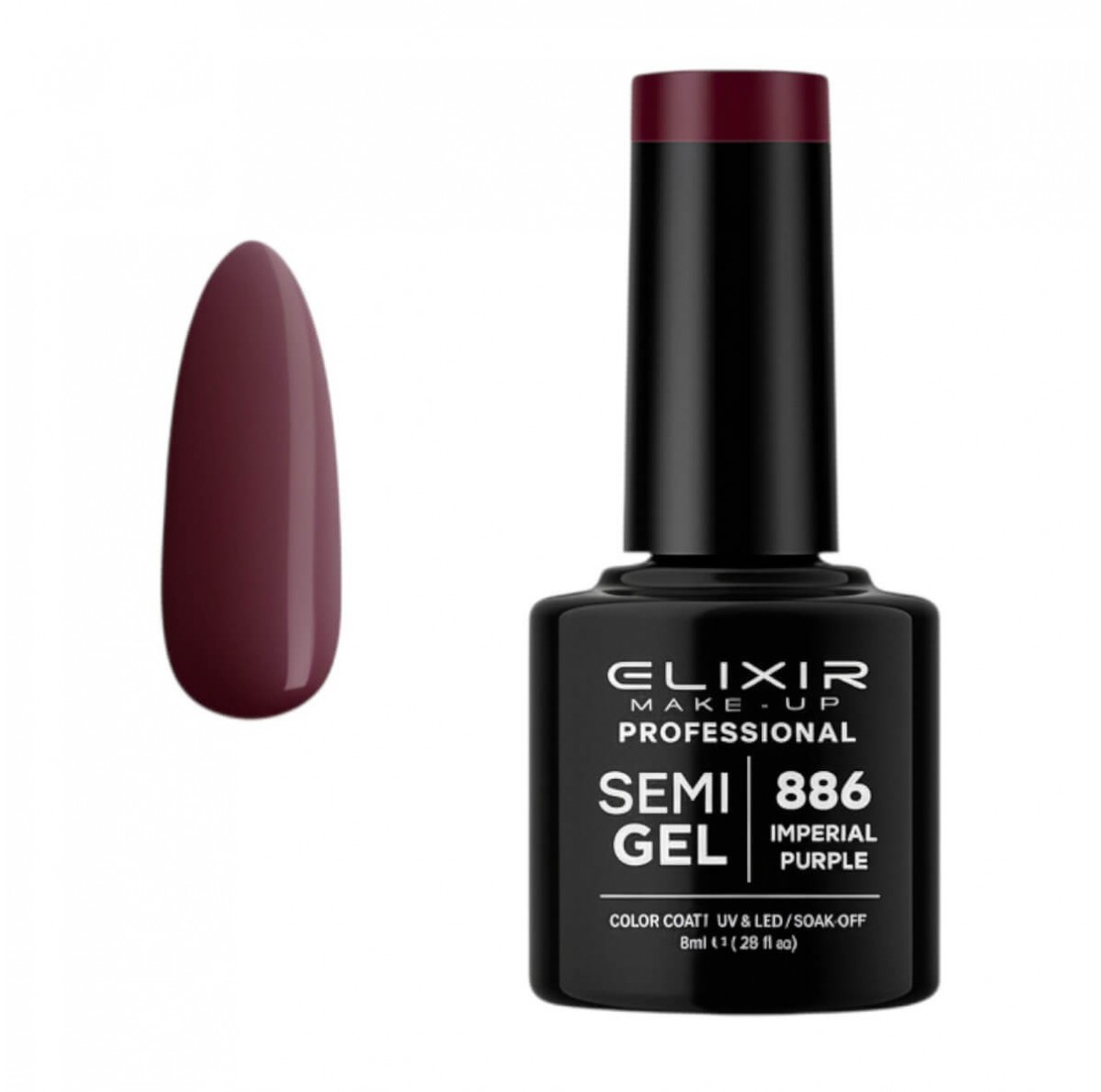 Semi-permanent gel polish semigel 866 Metalic Oxblood 8ml Elixir