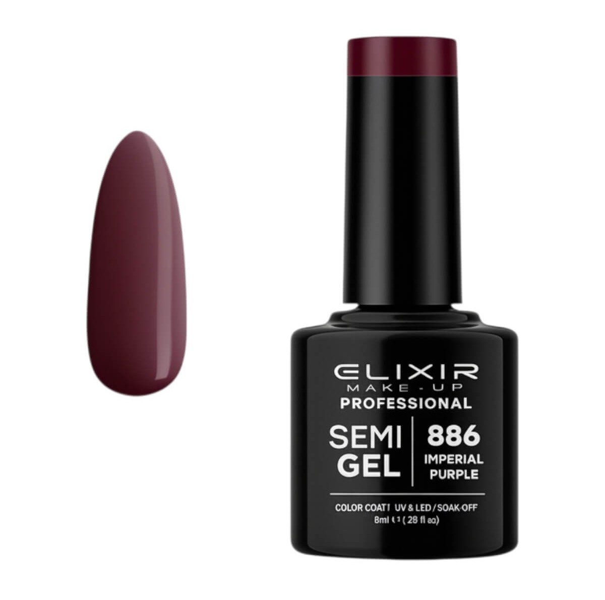 Semi-permanent gel polish semigel 866 Metalic Oxblood 8ml Elixir