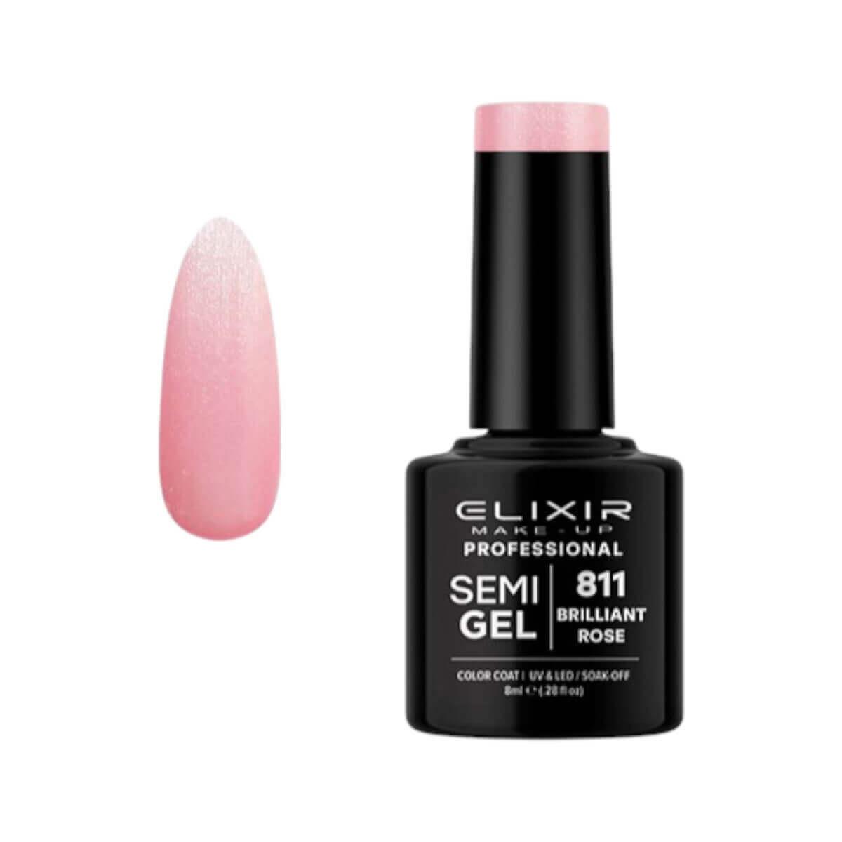 Semi-permanent gel polish semigel 811 Brilliant Rose 8ml Elixir