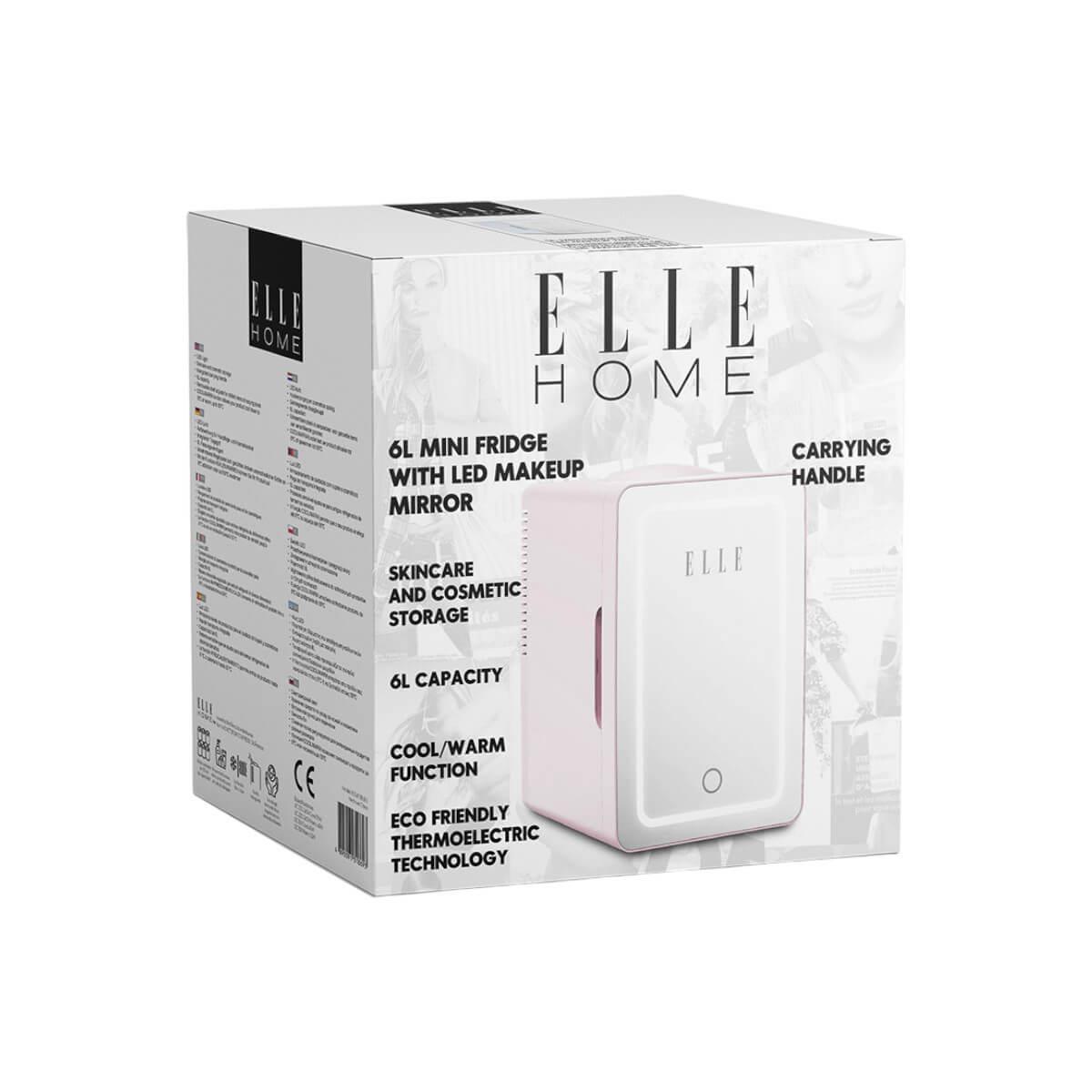 Ψυγείο καλλυντικών ροζ με καθρέφτη led 6L Elle Home