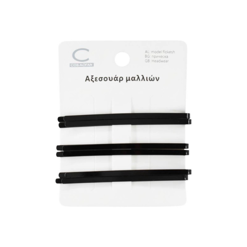 Hair pins black 8.5cm 6pcs