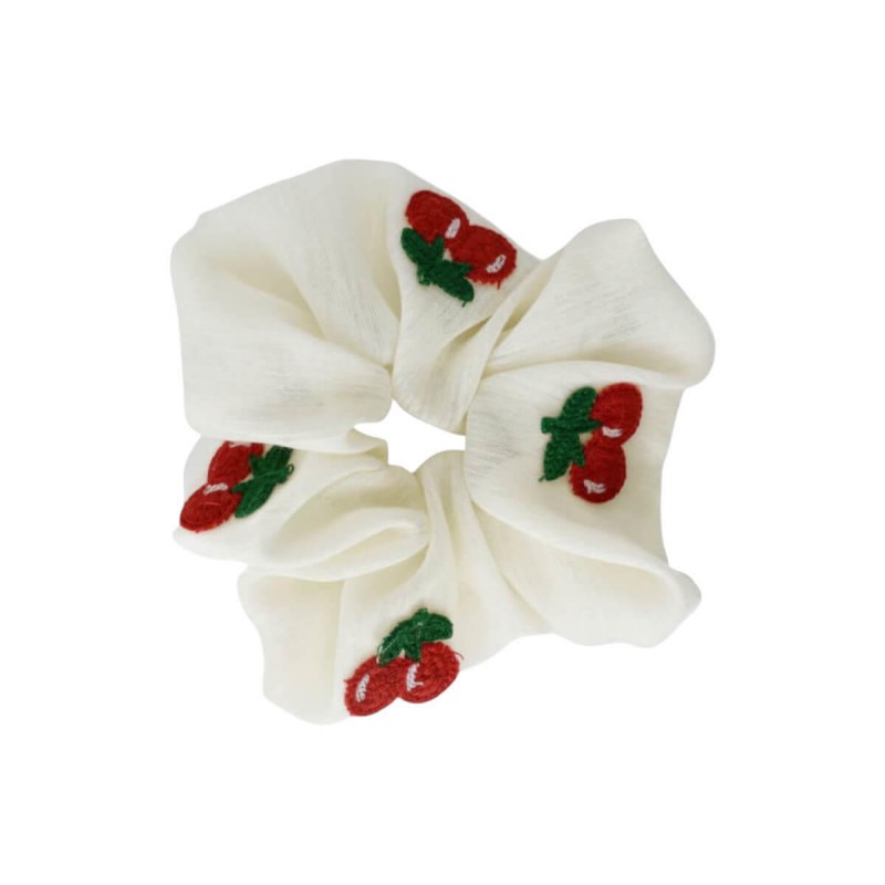Scrunchie λευκό με κεράσια