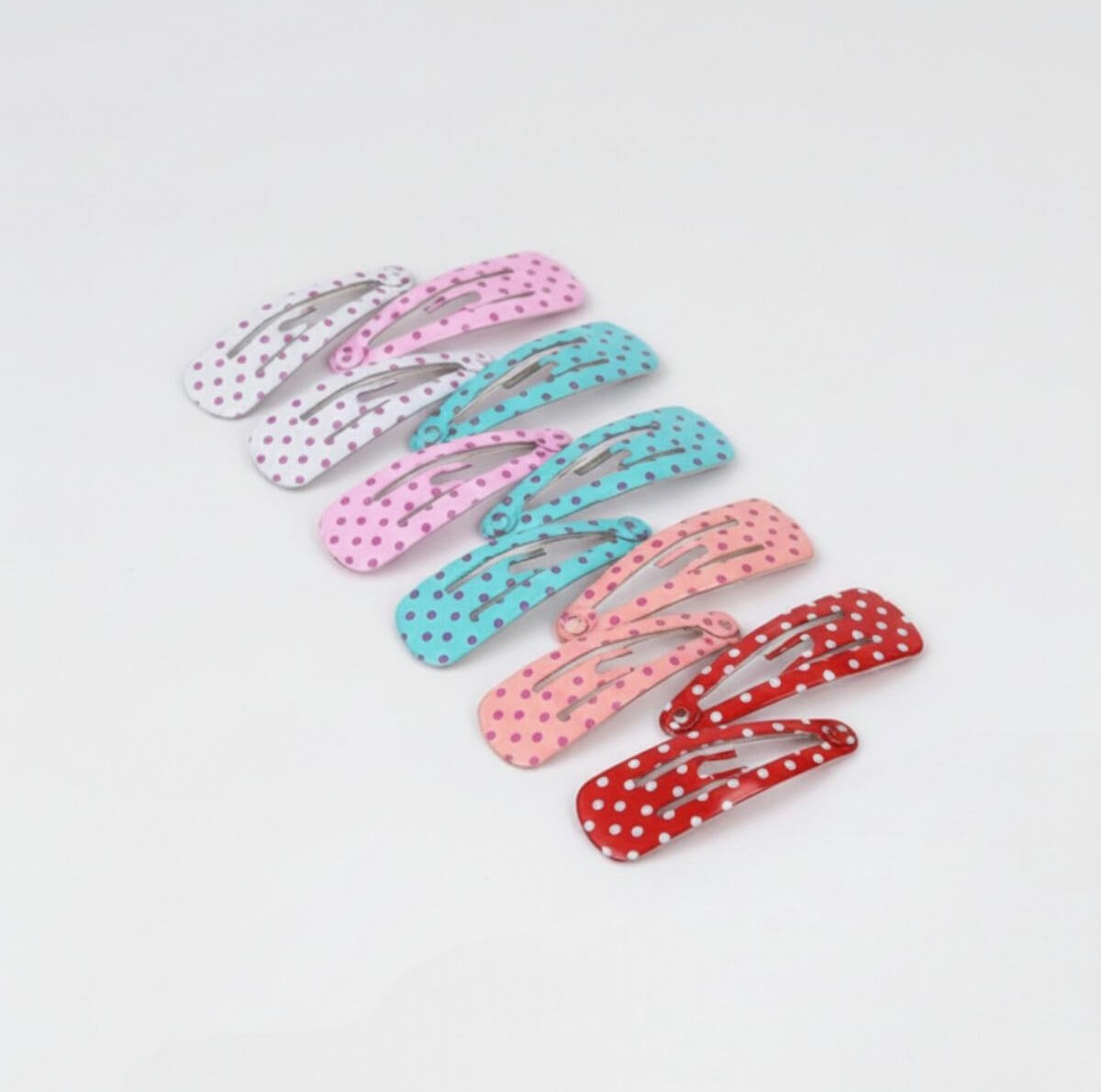Clips μαλλιών mini multicolor πουά 10pcs