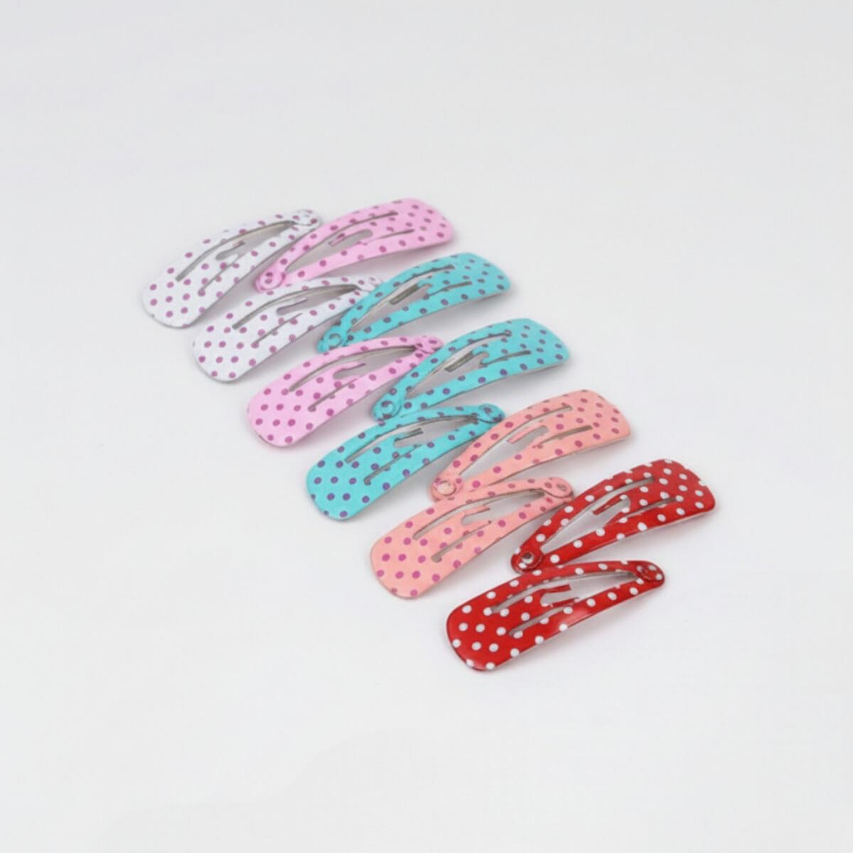 Clips μαλλιών mini multicolor πουά 10pcs