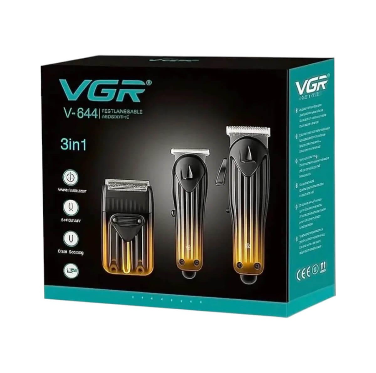 Combo Kit Shaver, Hair Clipper & Trimmer 3in1 VGR V-644
