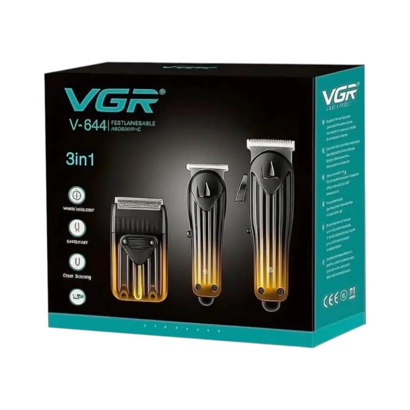 Combo Kit Ξυριστική, Κουρετική Μηχανή & Trimmer 3in1  VGR V-644