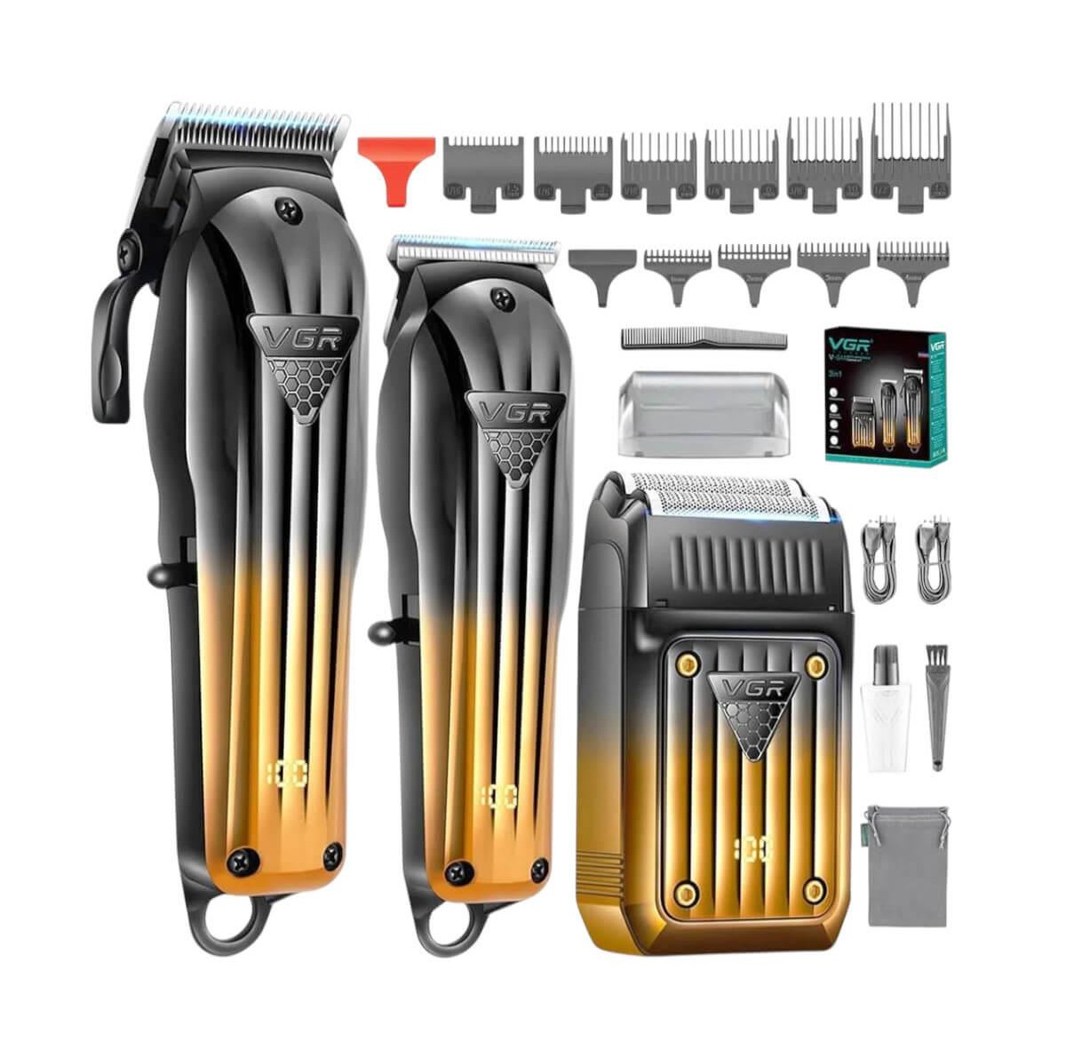 Combo Kit Shaver, Hair Clipper & Trimmer 3in1 VGR V-644