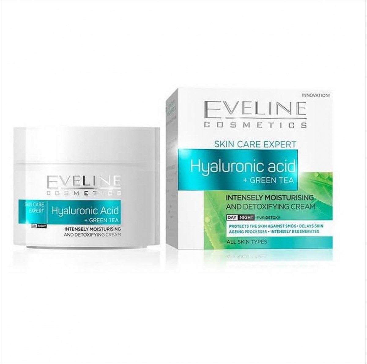 Eveline Skin Care Expert Hyaluronic Acid and Green Tea Day and Night Cream 50ml