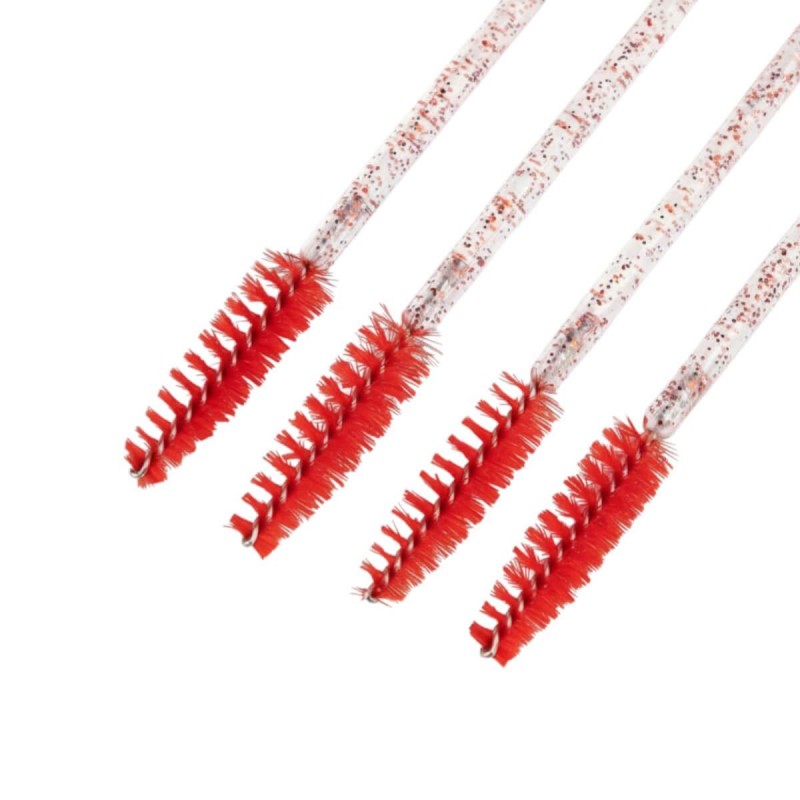 Βουρτσάκι βλεφαρίδων & φρυδιών κόκκινο 50pcs HL263