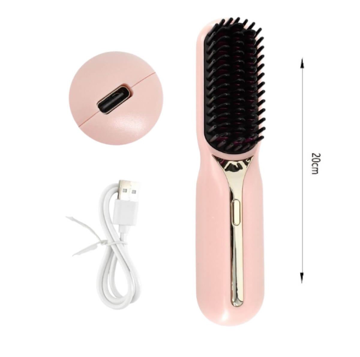 Cordless hair straightening brush