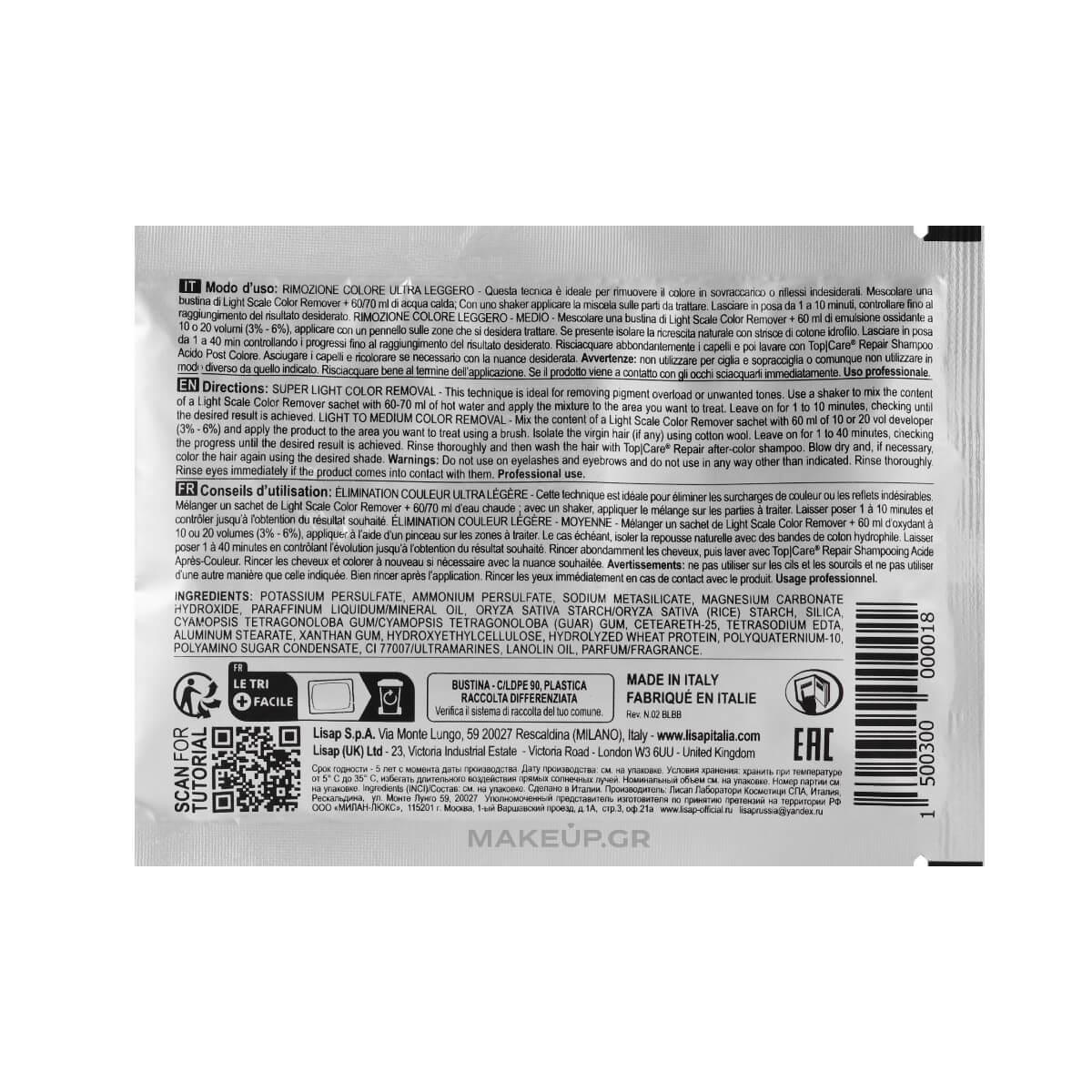 Color Remover Light Scale 25g Lisap