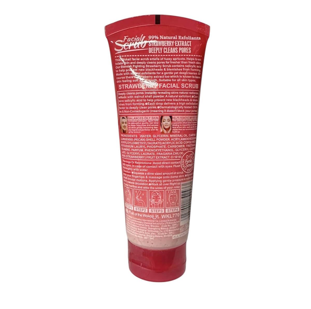 Facial scrub strawberry 120ml Wokali