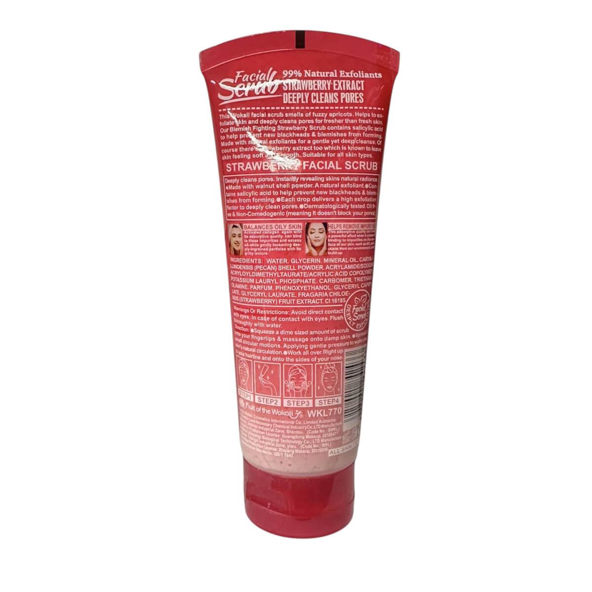 Scrub προσώπου strawberry 120ml Wokali