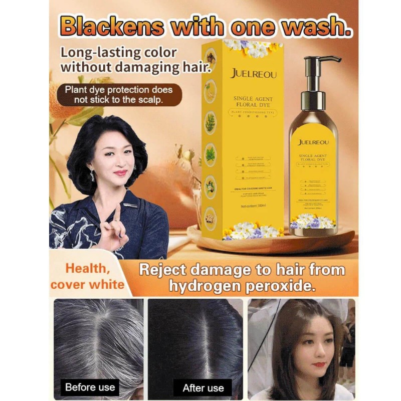 Σαμπουάν βαφή μαλλιών μαύρο 300ml Juelreou