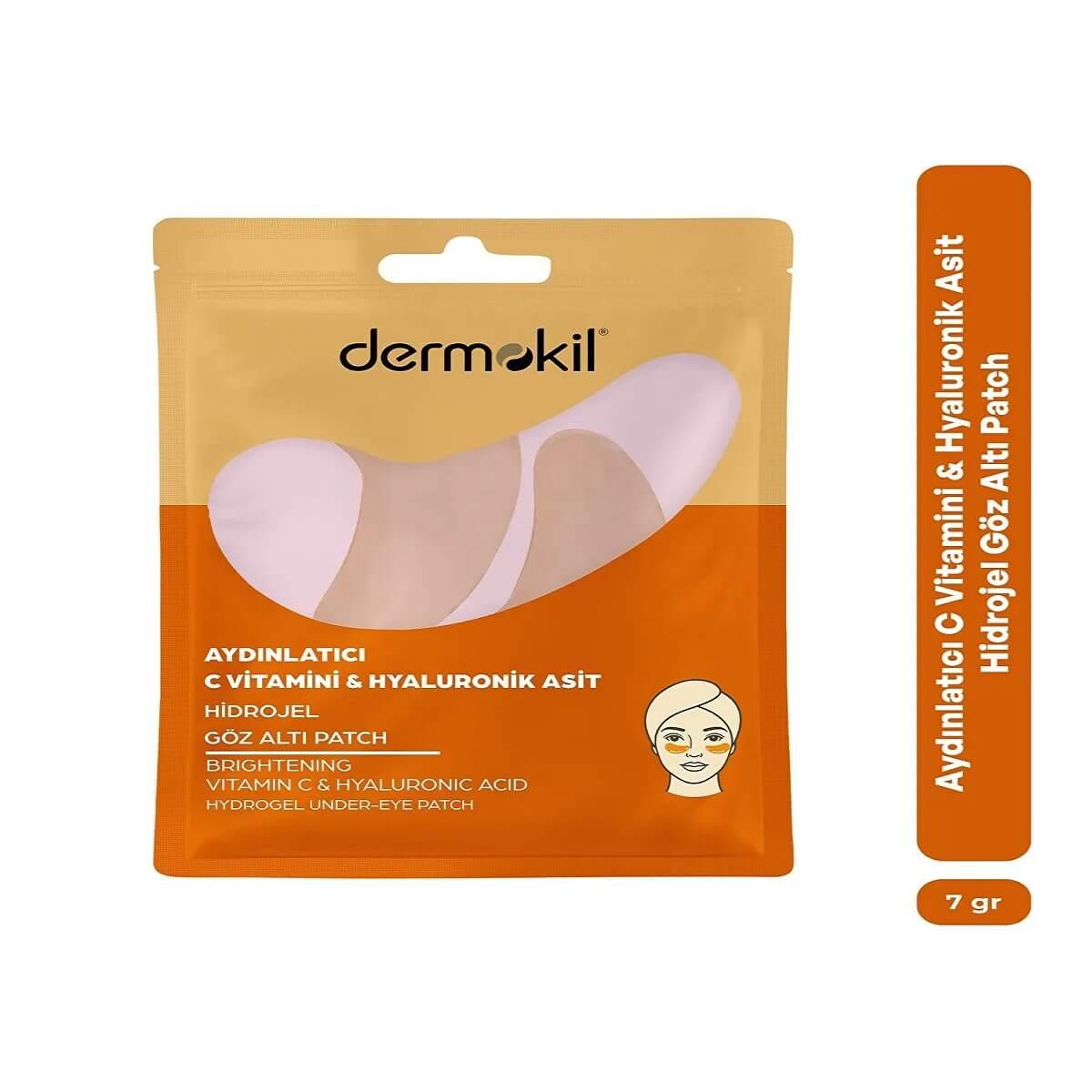 Dermokil Μάσκα Ματιών Hydrogel με Βιταμίνη C & Υαλουρονικό Οξύ – Eye Patches για Μαύρους Κύκλους