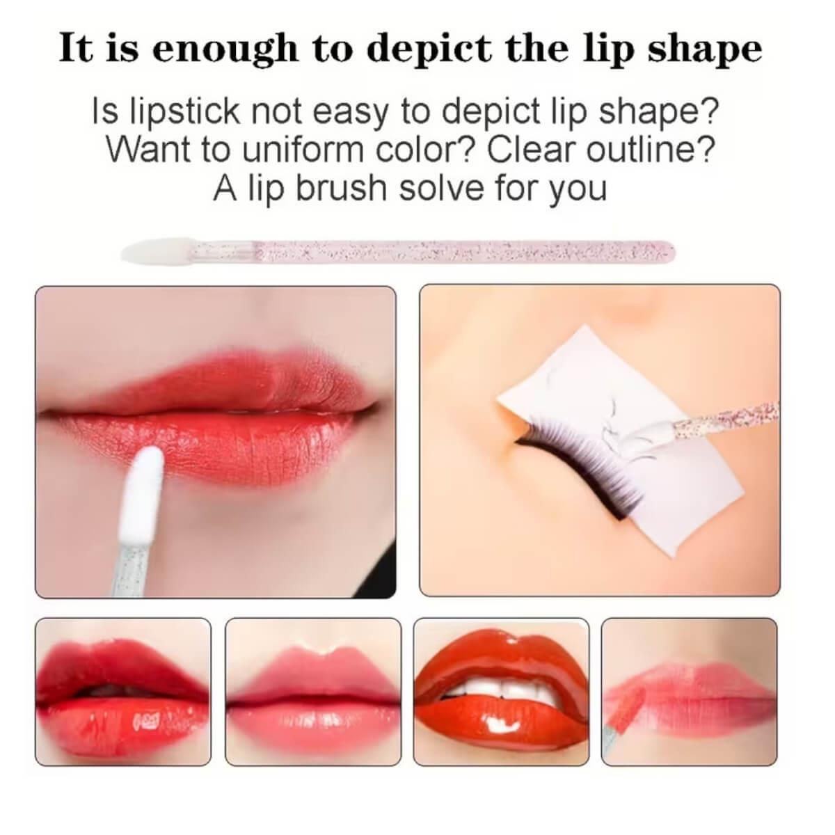 Πινέλο χειλιών μιας χρήσης ροζ Glitter 50pcs