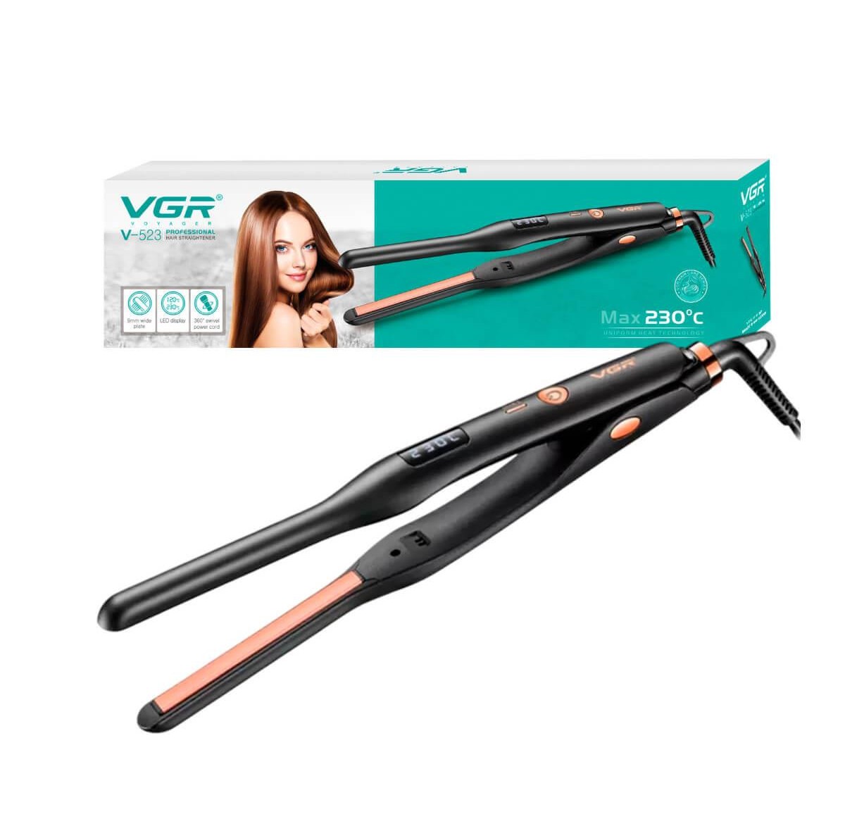Mini Ceramic Hair Straightener - Straightening & Curling VGR V-523