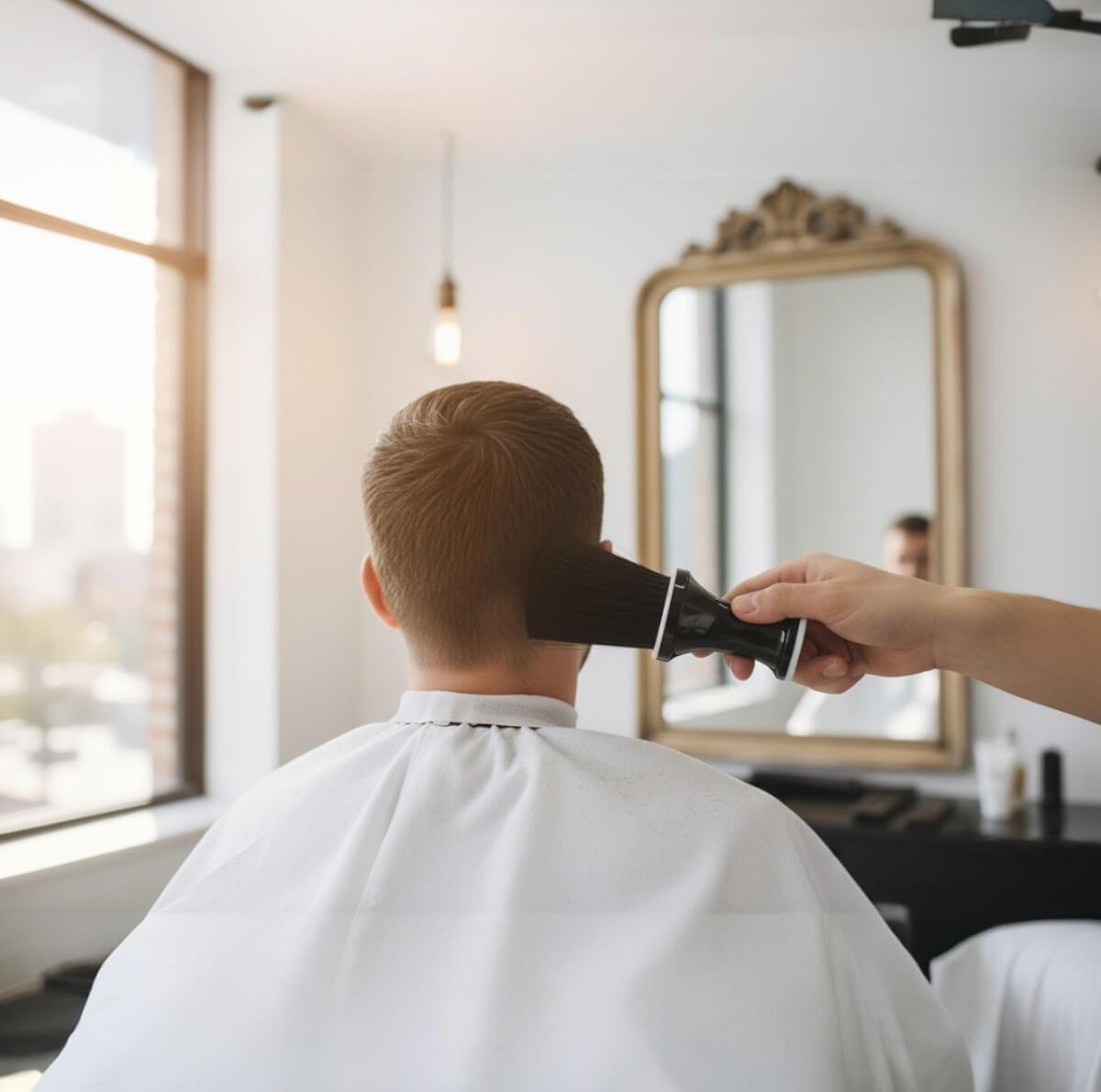 Neck brush with talcum powder holder Black