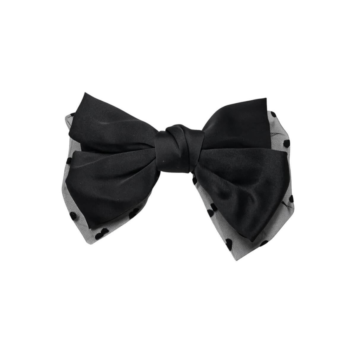 Hair barrette with black satin bow and polka dot tulle Cosmofan