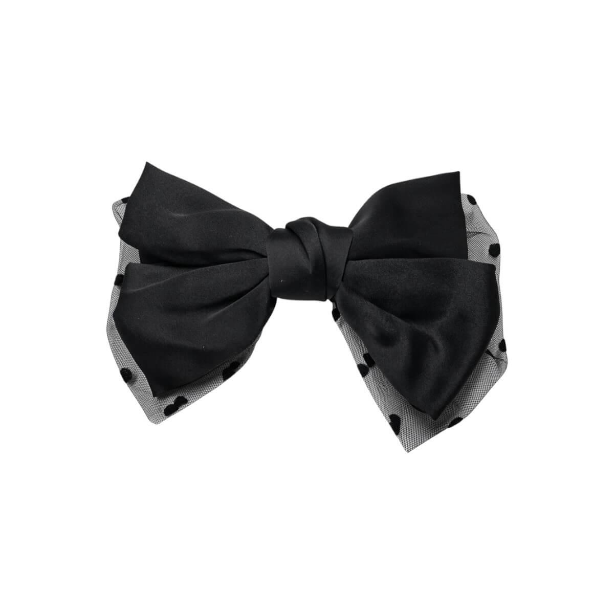 Hair barrette with black satin bow and polka dot tulle Cosmofan