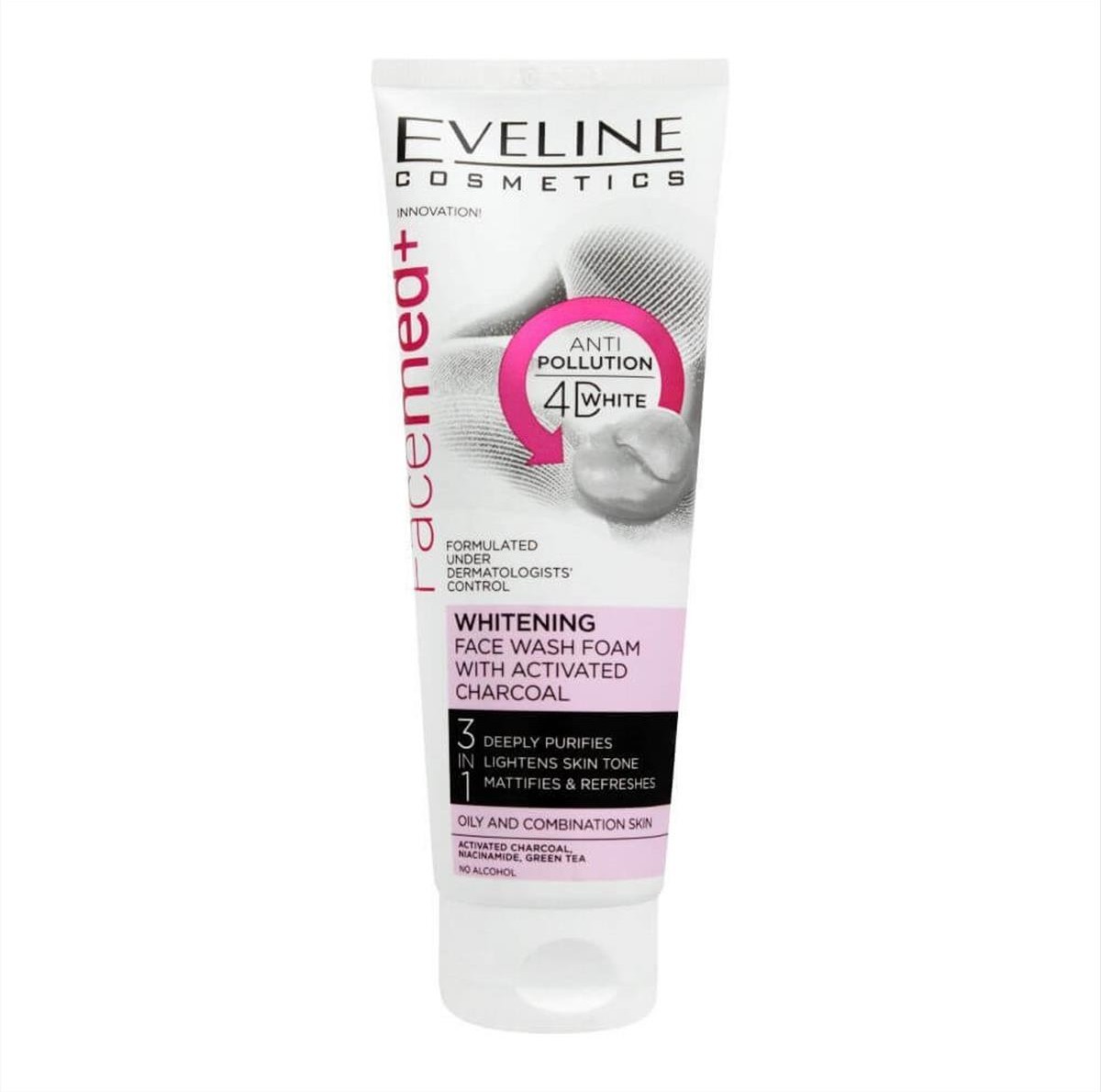 Eveline Whitening Face Wash Foam With Activated Charcoal 100ml