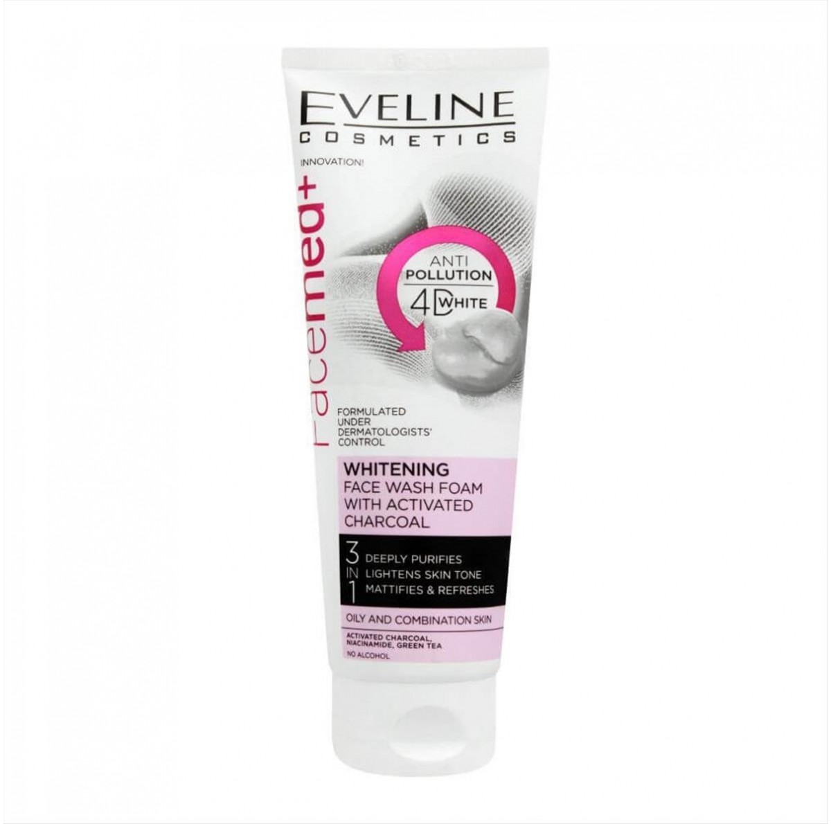 Eveline Whitening Face Wash Foam With Activated Charcoal 100ml