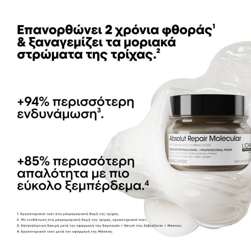 Μάσκα μαλλιών absolut repair molecular serie expert L’Oréal