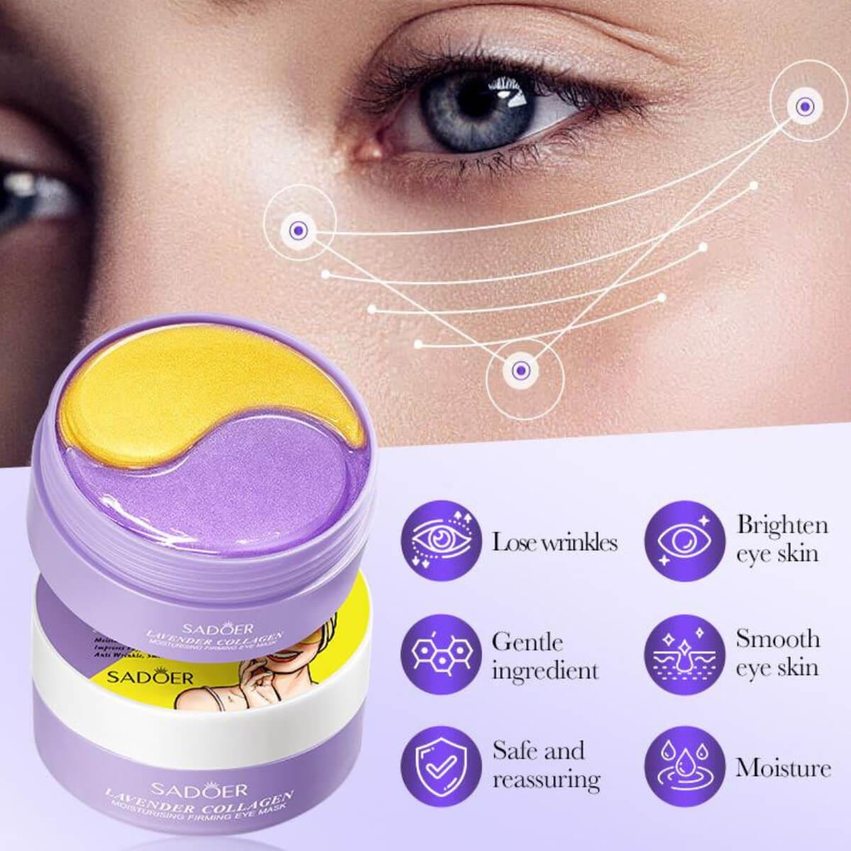 Collagen eye mask lavender 60pcs Sadoer