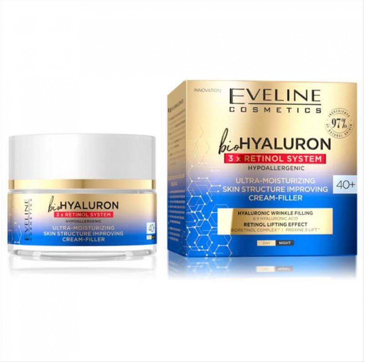 Eveline BioHyaluron 3 x Retinol System Day & Night Face Cream 40+ 50ml