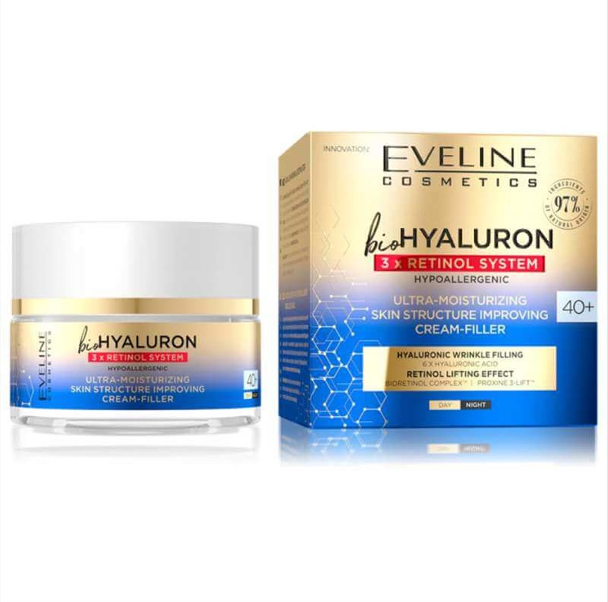 Eveline BioHyaluron 3 x Retinol System Day & Night Face Cream 40+ 50ml