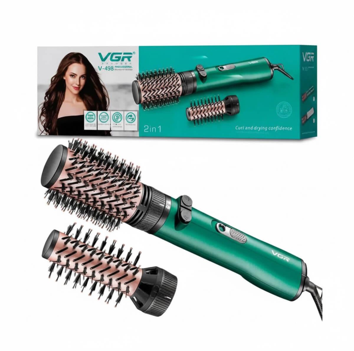 Περιστρεφόμενη ηλεκτρική βούρτσα μαλλιών με αέρα VGR-498