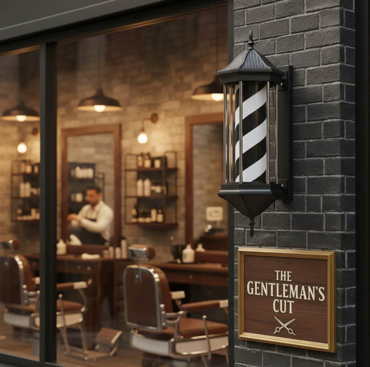 Φάρος κουρείου hexagon black & white Barber Icon