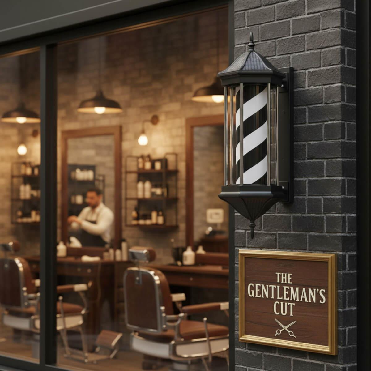 Φάρος κουρείου hexagon black & white Barber Icon