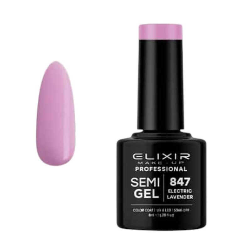 Ημιμόνιμο βερνίκι semigel 847 Electric lavander 8ml Elixir