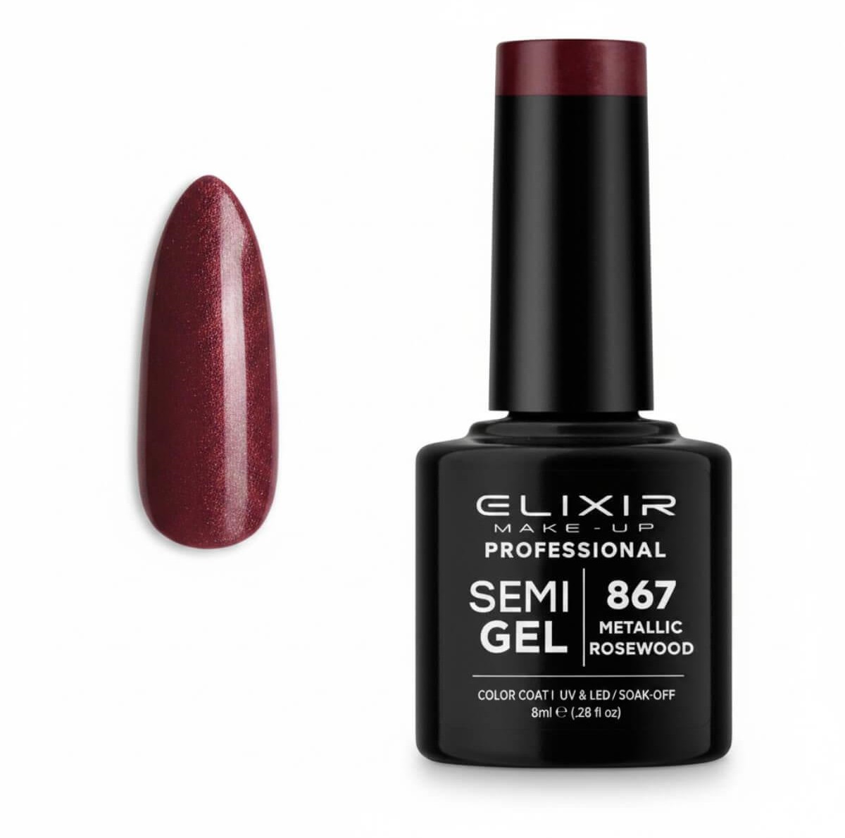 Semi-permanent gel polish semigel 867 Metallic Rosewood 8ml Elixir