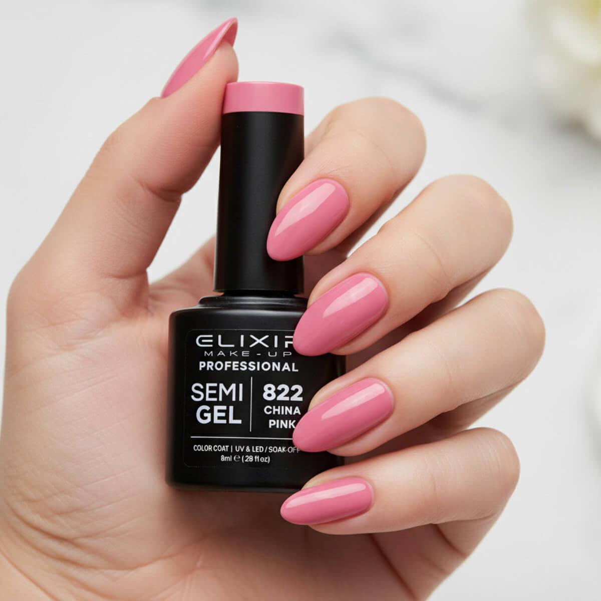 Semi-permanent gel polish semigel 822 china pink 8ml Elixir