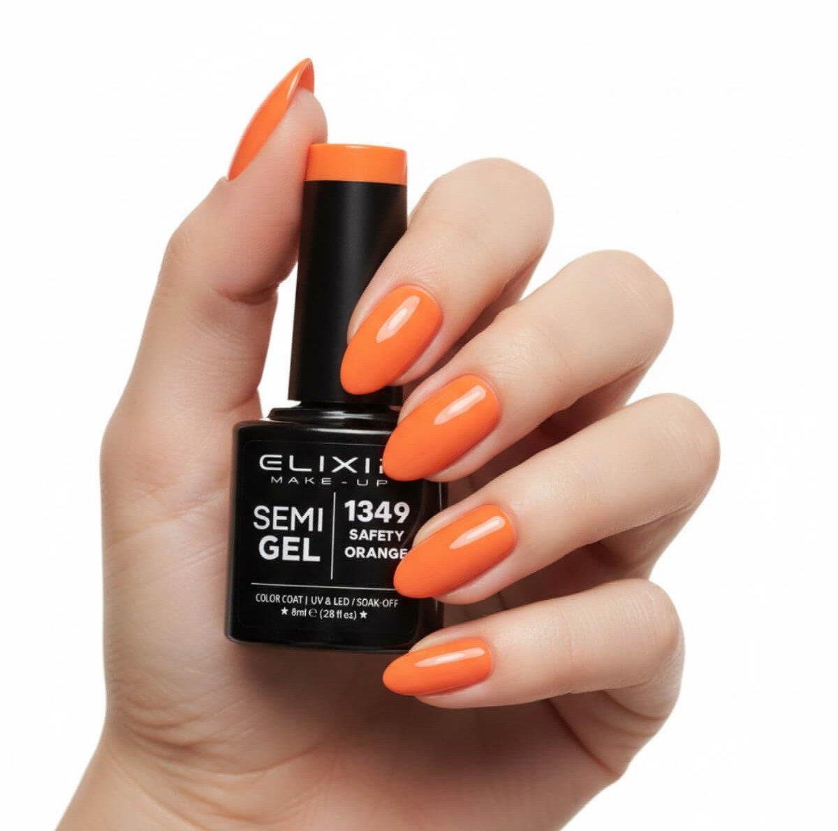 Semi-permanent gel polish semigel 1349 safety orange 8ml Elixir