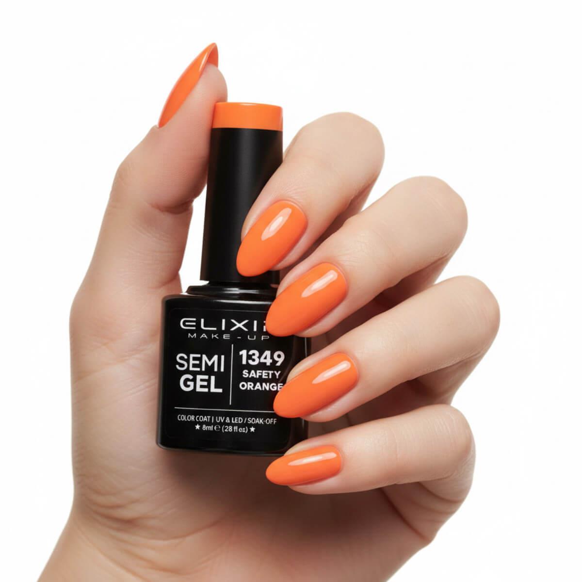 Ημιμόνιμο βερνίκι semigel 1349 safety orange 8ml Elixir