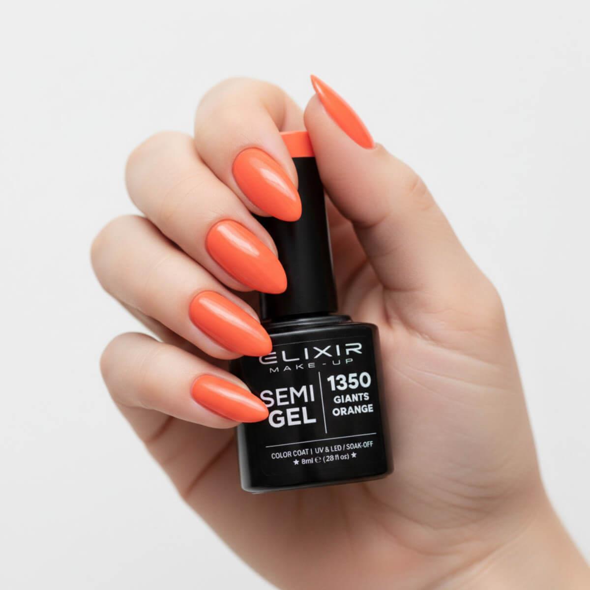 Ημιμόνιμο βερνίκι semigel 1350 giants orange 8ml Elixir