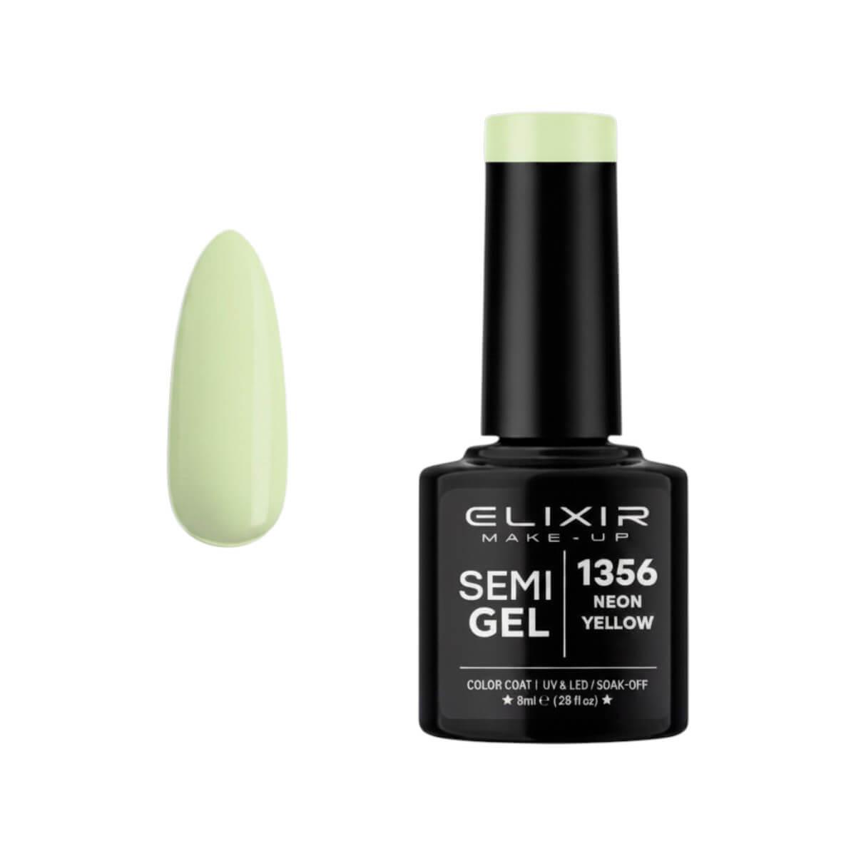 Ημιμόνιμο βερνίκι semigel 1356 neon yellow 8ml Elixir