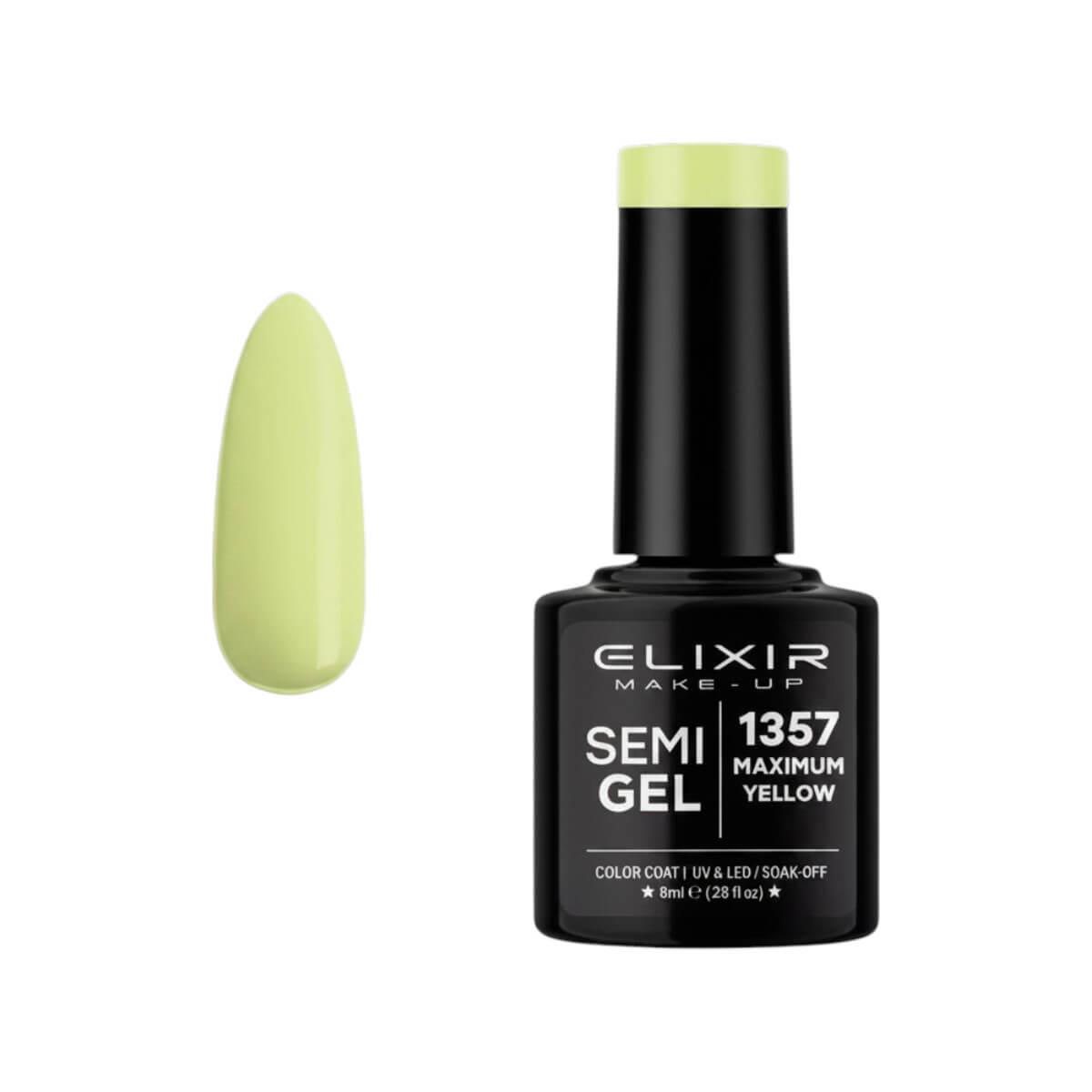 Ημιμόνιμο βερνίκι semigel 1357 maximum yellow 8ml Elixir