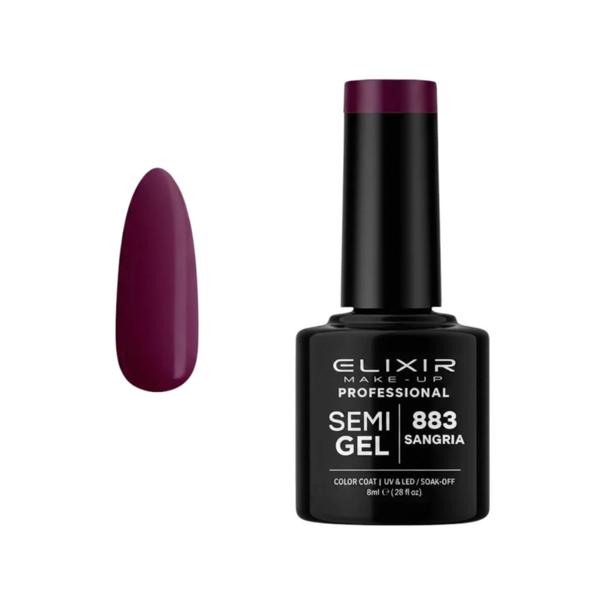 Ημιμόνιμο βερνίκι semigel 883 sangria 8ml Elixir