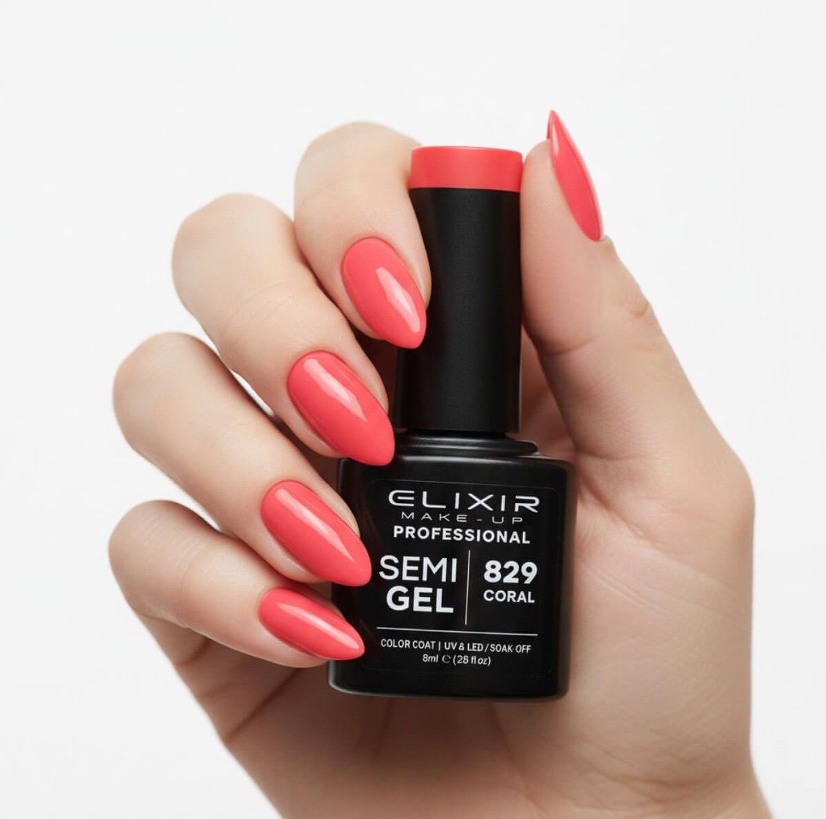 Ημιμόνιμο βερνίκι semigel 829 coral 8ml Elixir