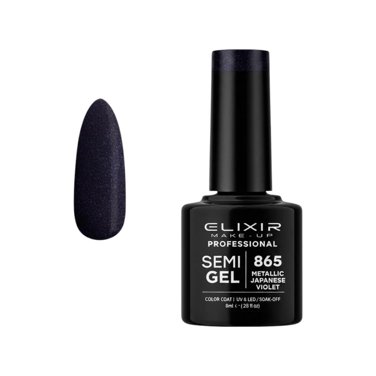 Ημιμόνιμο βερνίκι semigel 865 metallic japanese violet 8ml Elixir